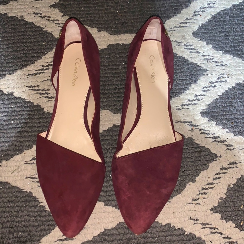 Size 8 Calvin Klein Burgundy Flats